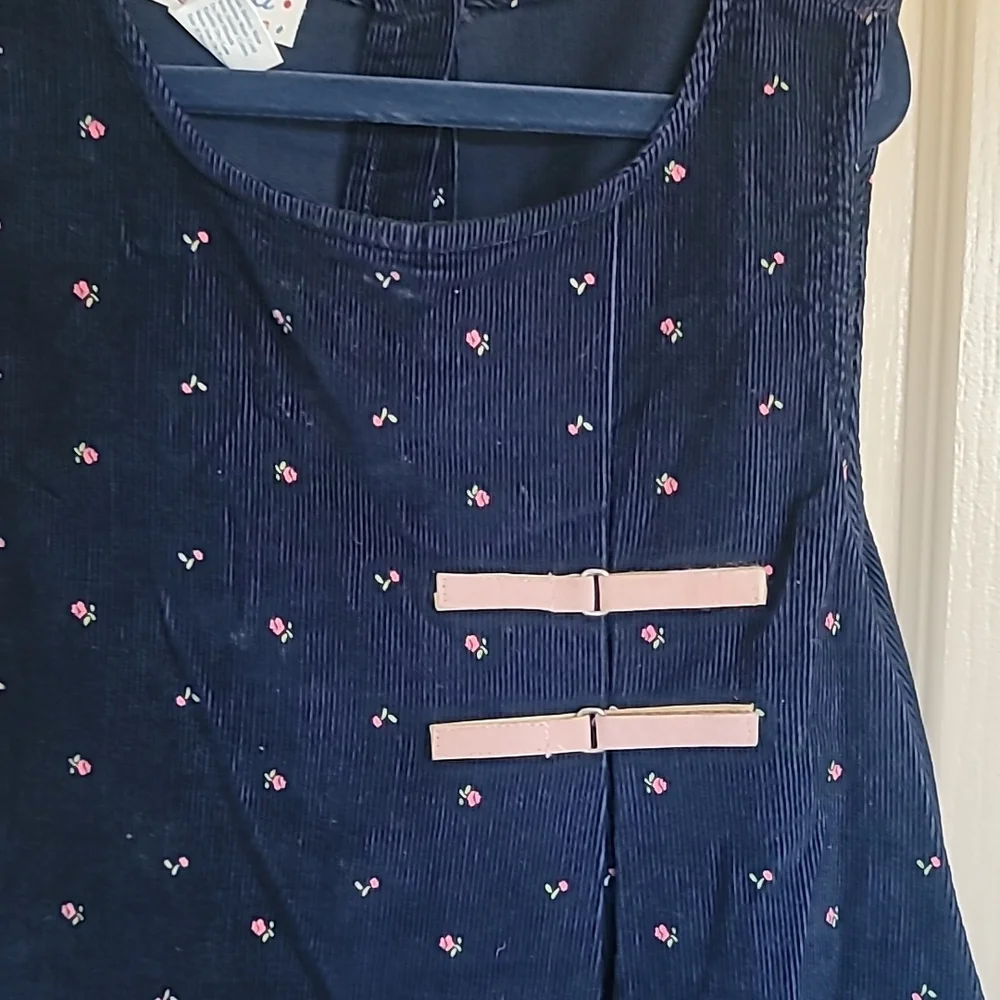 Samara 6x blue corduroy dress with flower embroidery
